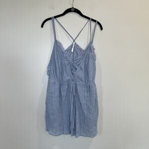 Anthropologie Layered Cami‎ Romper Sky Cotton Sleeveless Mesh Size Large